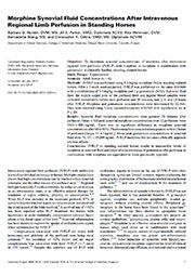 Morphine Synovial Fluid Concentrations After Intravenous Regional Limb Perfusion in Standing Horses